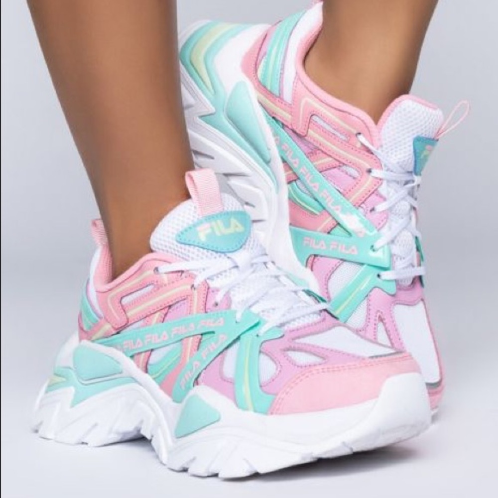 Fila Women's Electrove 2 pink white teal blue sneakers shoes - Picture 10 of 11